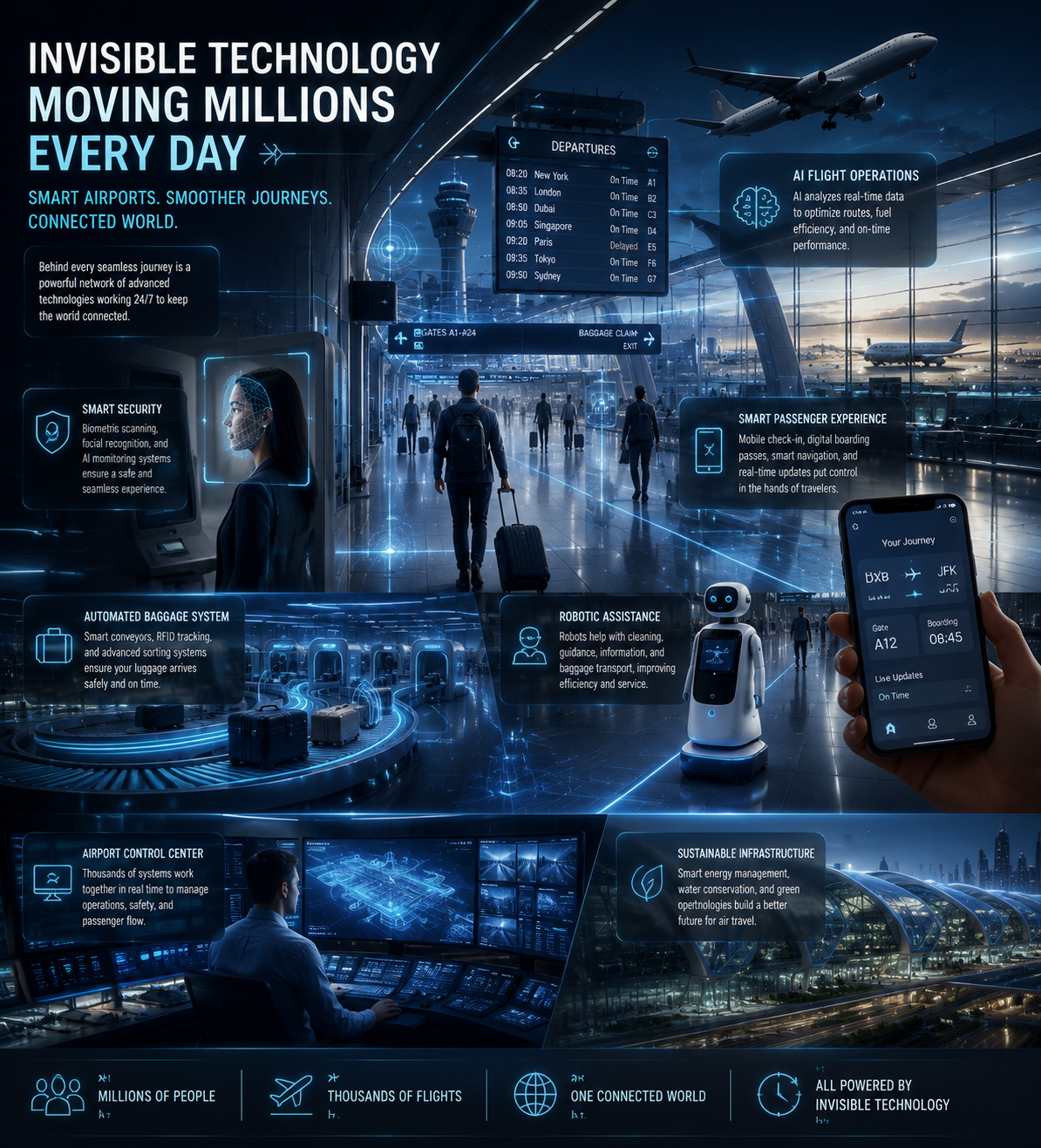 How Airports Use Invisible Technology to Move Millions of People Every day, millions of people around the world walk through airports with one goal